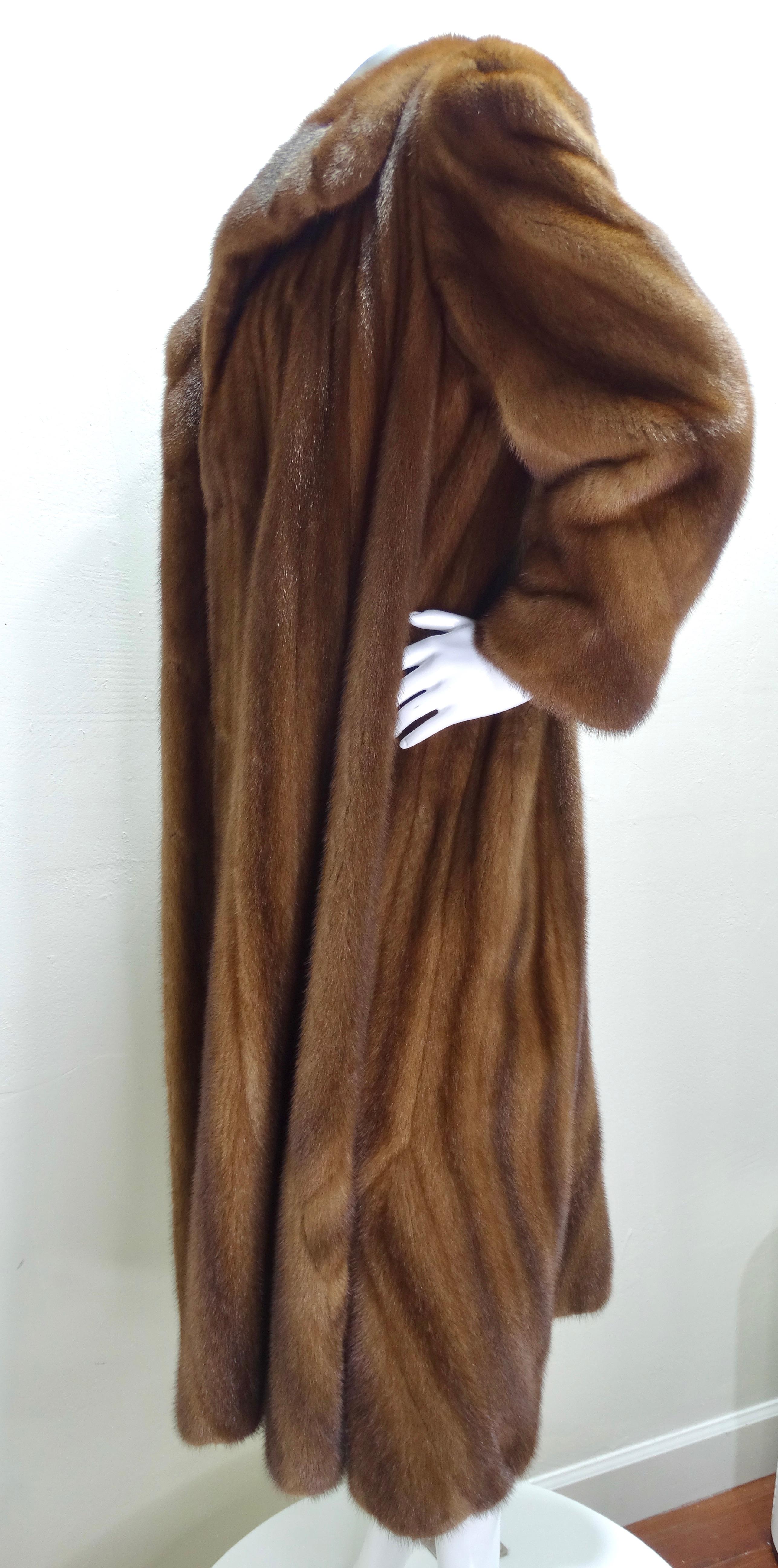 Brown Zandra Rhodes Mink Full Length Trumpet Coat For Sale