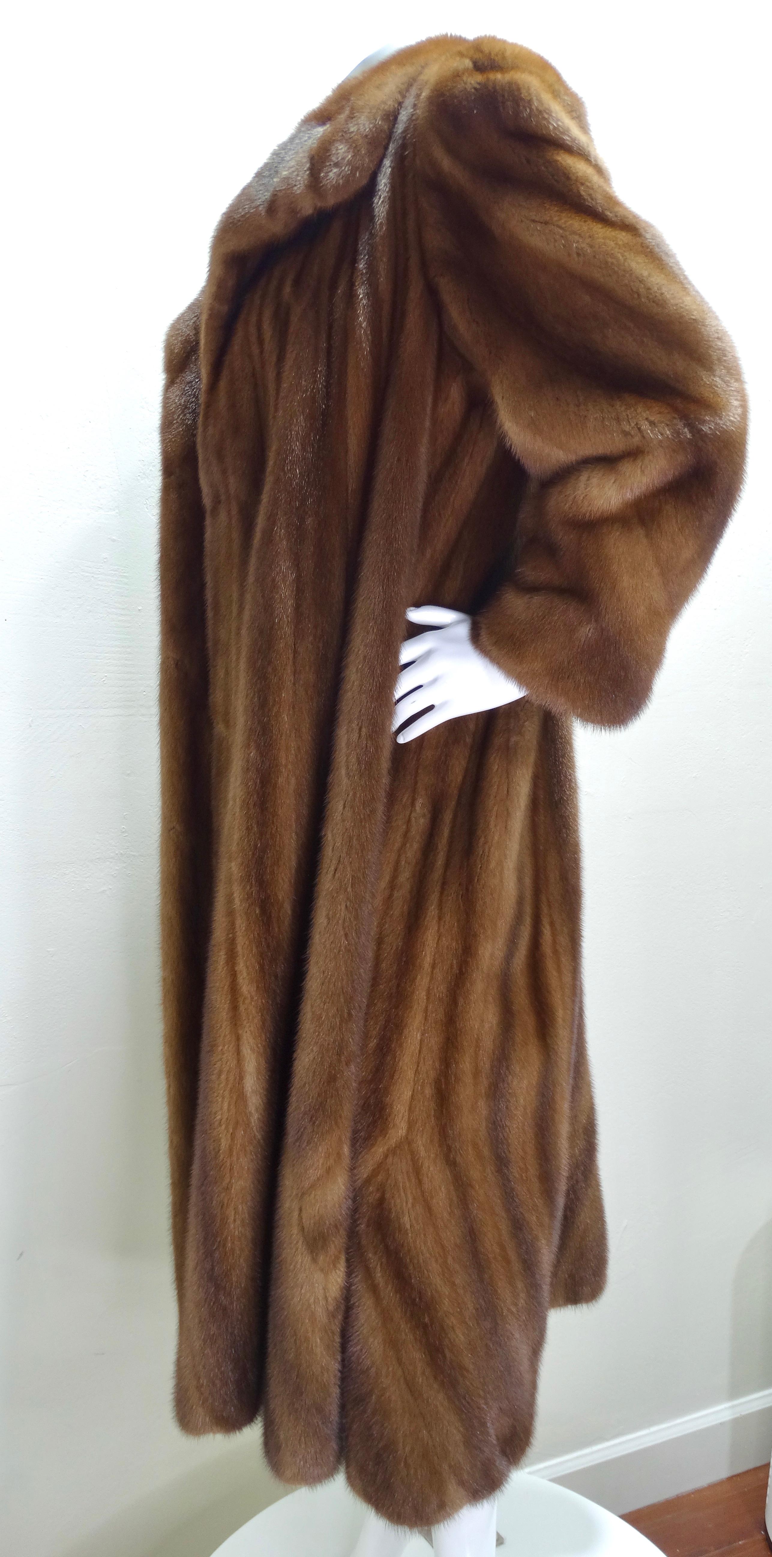 Brown Zandra Rhodes Mink Full Length Trumpet Coat  For Sale