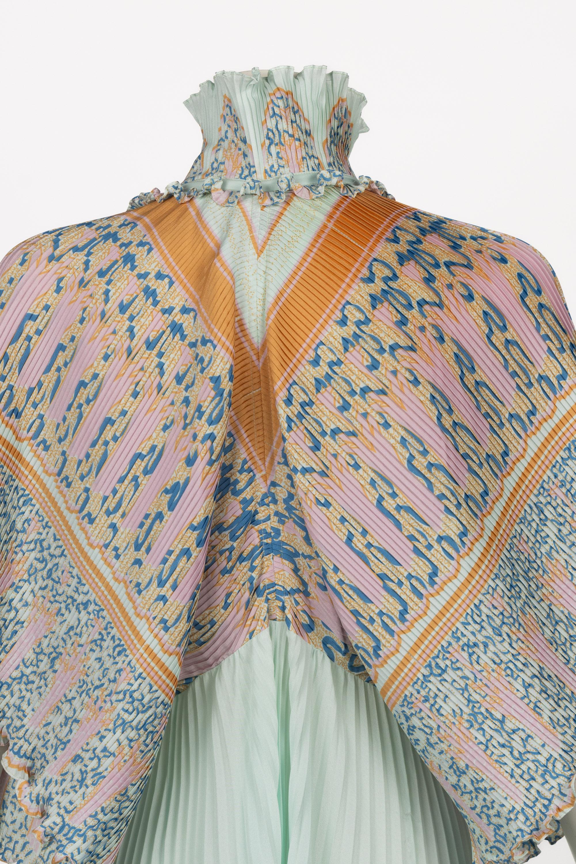 Zandra Rhodes Mint Green Printed Caftan Dress Set, 1970s For Sale 3