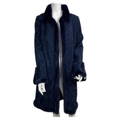 Zandra Rhodes Cappotto lungo blu navy in visone e coda larga - Piccolo/Medio