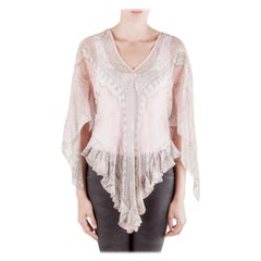 Zandra Rhodes Pale Pink Crinkled Chiffon Paisley Printed Top M