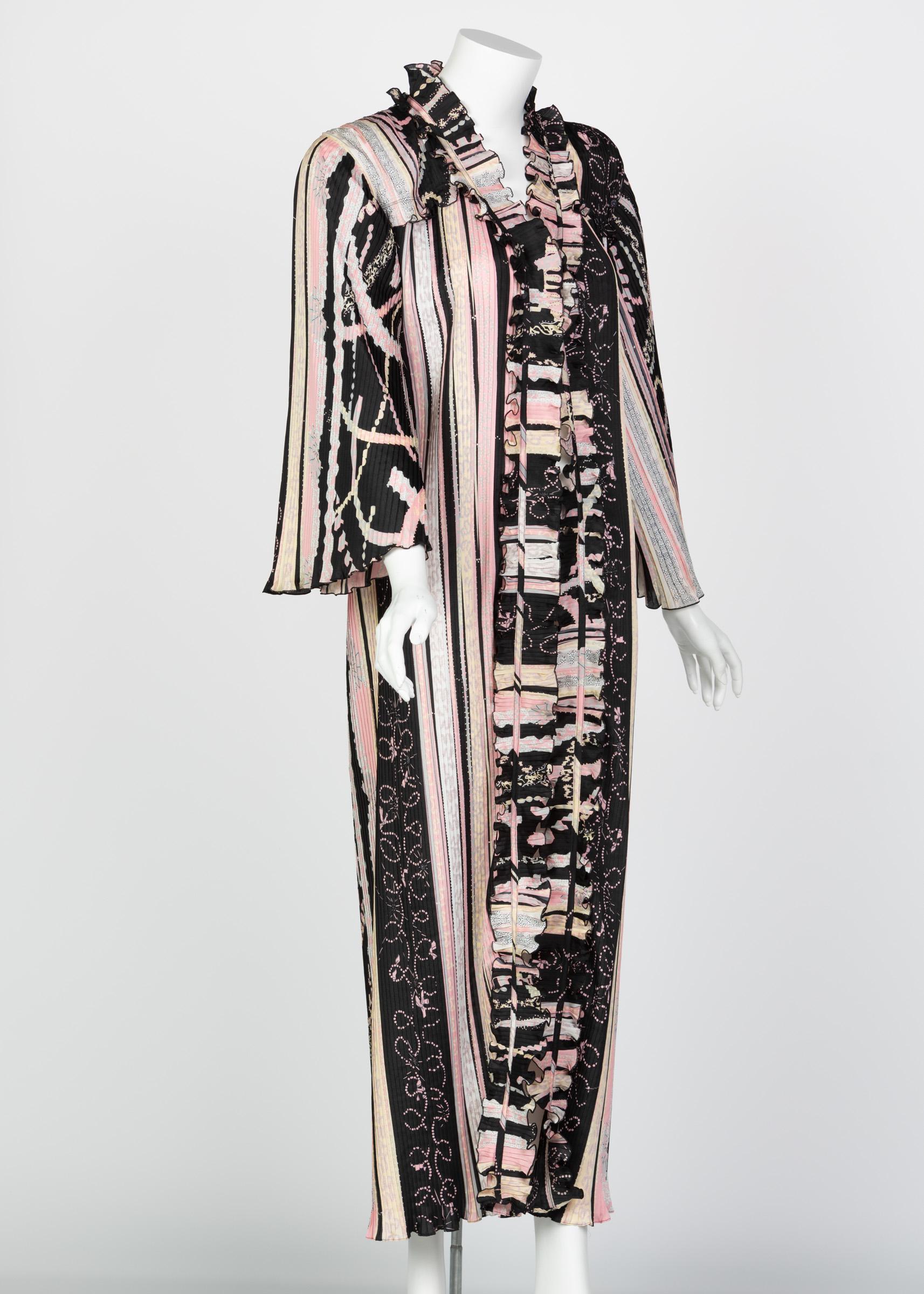 Women's Zandra Rhodes Pink Silk Printed Caftan, 1980s
