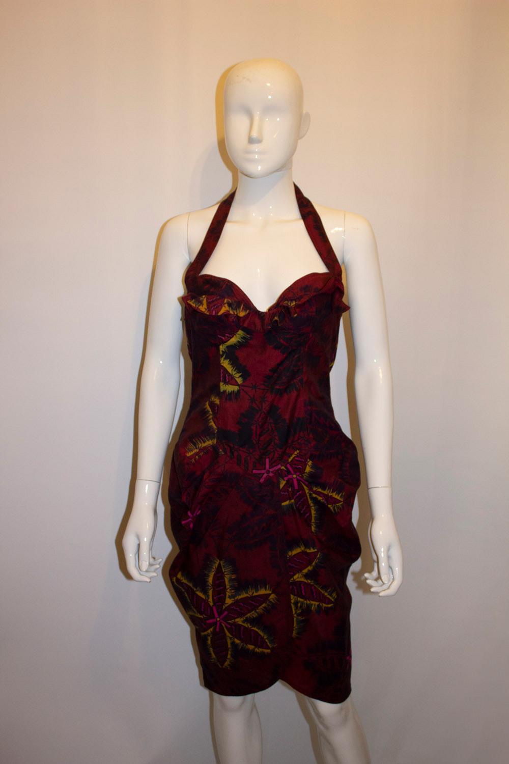Zandra Rhodes Print Halter Neck Dress In Good Condition For Sale In London, GB