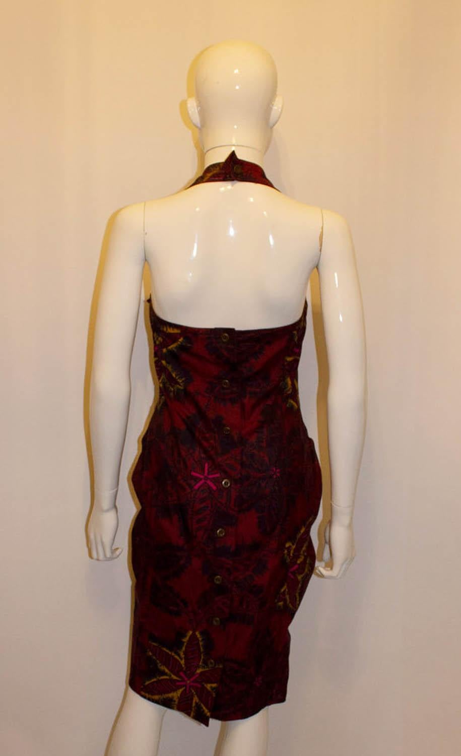 Zandra Rhodes Print Halter Neck Dress For Sale 1
