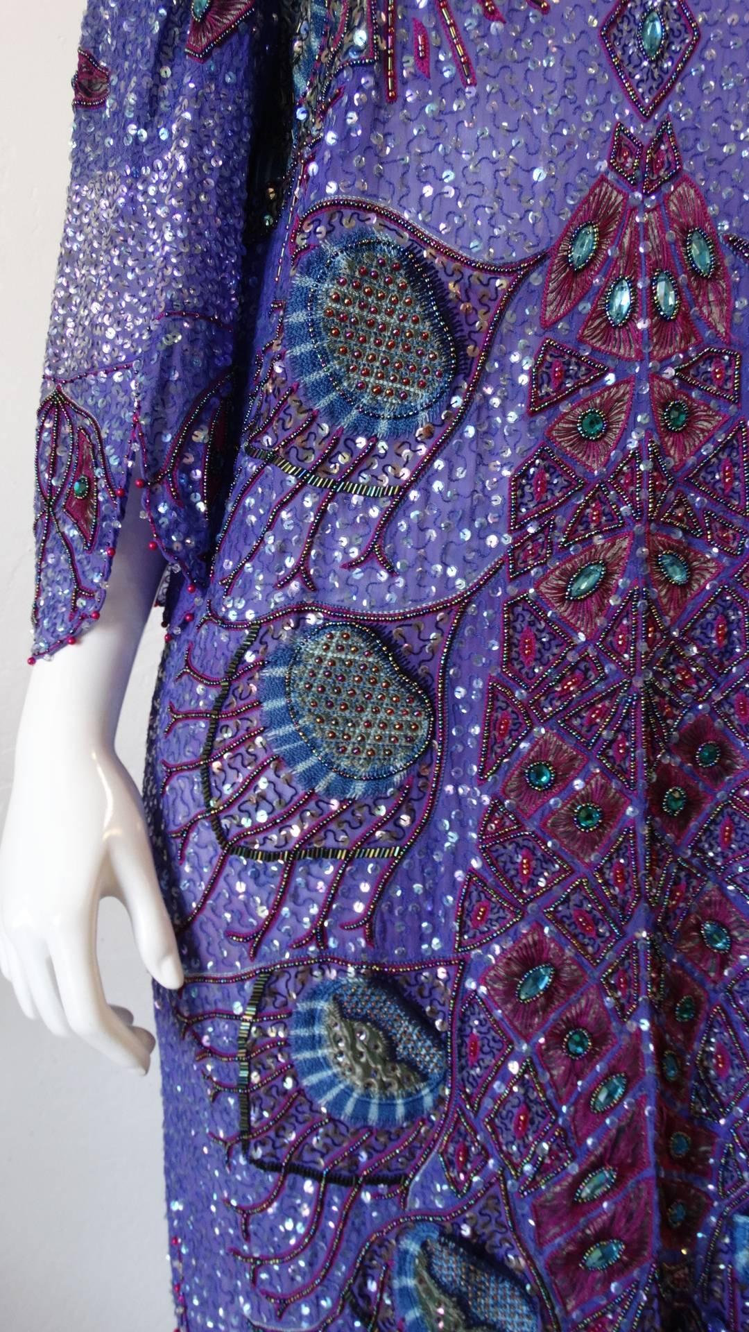 Zandra Rhodes Sequin Embellished Caftan Dress, 1980s  In Good Condition In Scottsdale, AZ