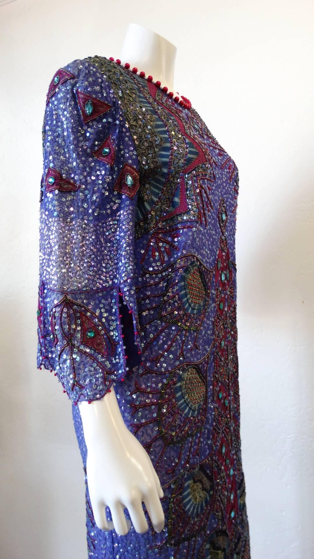 Zandra Rhodes Sequin Embellished Caftan Dress, 1980s  2