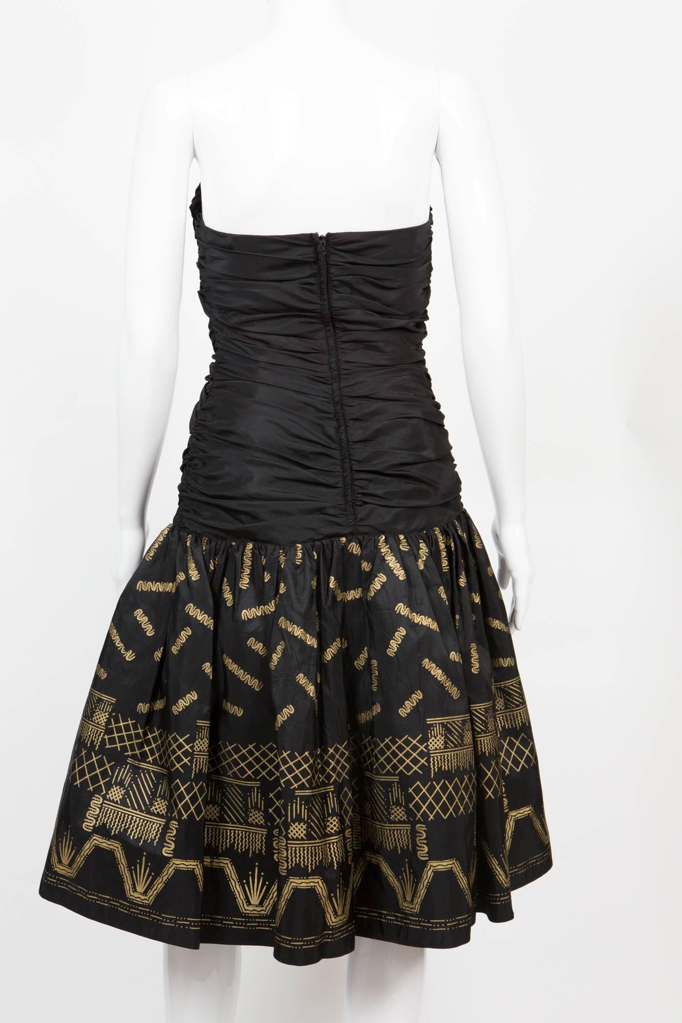 Women's Zandra Rhodes Black Silk Evening Dress For Sale