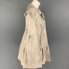 ZANDRA RHODES Size S Light Gray Lamb Shearling Hook & Eye Coat