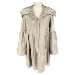 ZANDRA RHODES Size S Light Gray Lamb Shearling Hook & Eye Coat