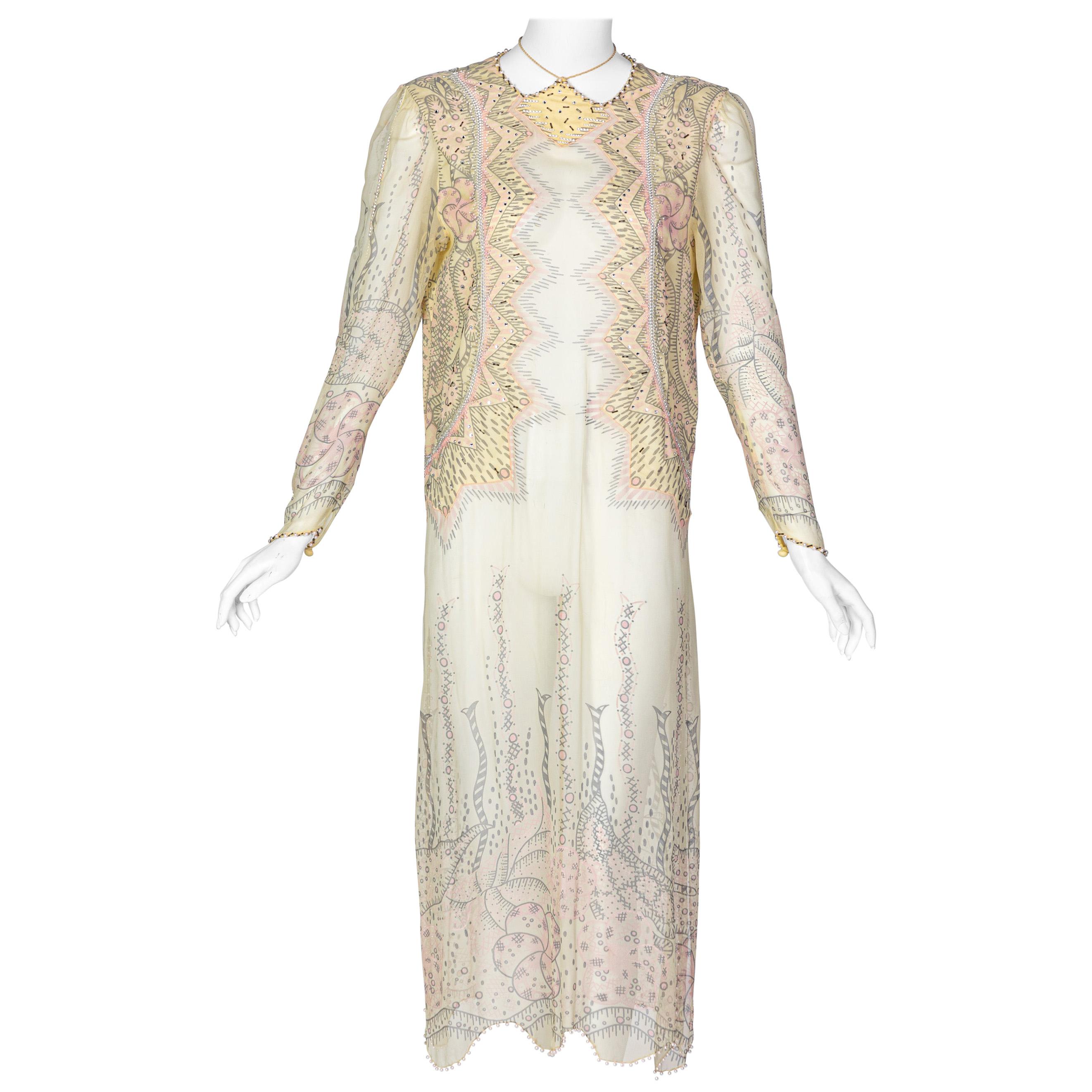 1980s Pearl Edged Zandra Rhodes Dress