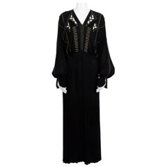 Zandra Rhodes vintage 1970s black jersey embellished dress.