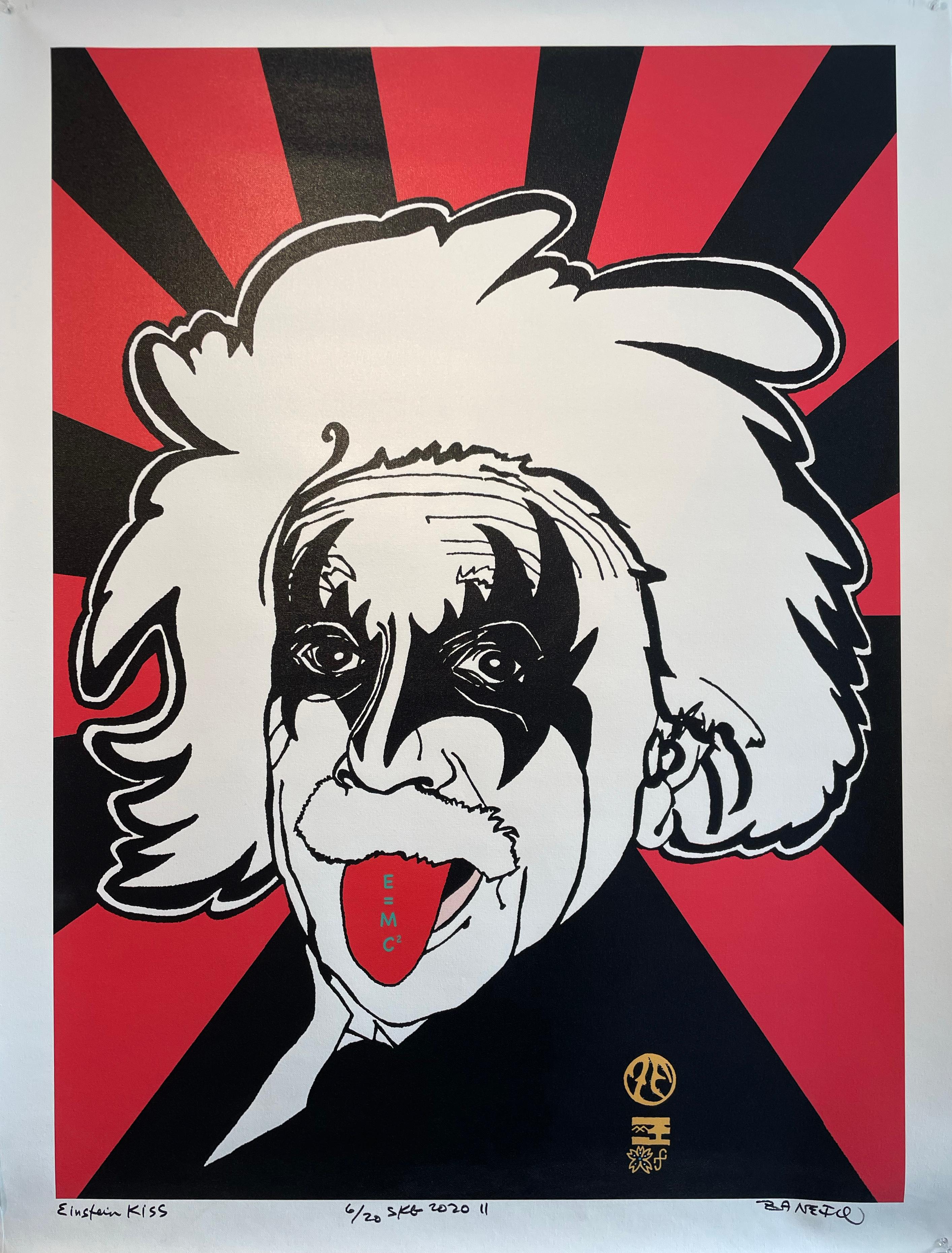 Albert Einstein, Ltd Ed Contemporary Pop Art Screenprint on Canvas 2020 - Print by Zane Fix