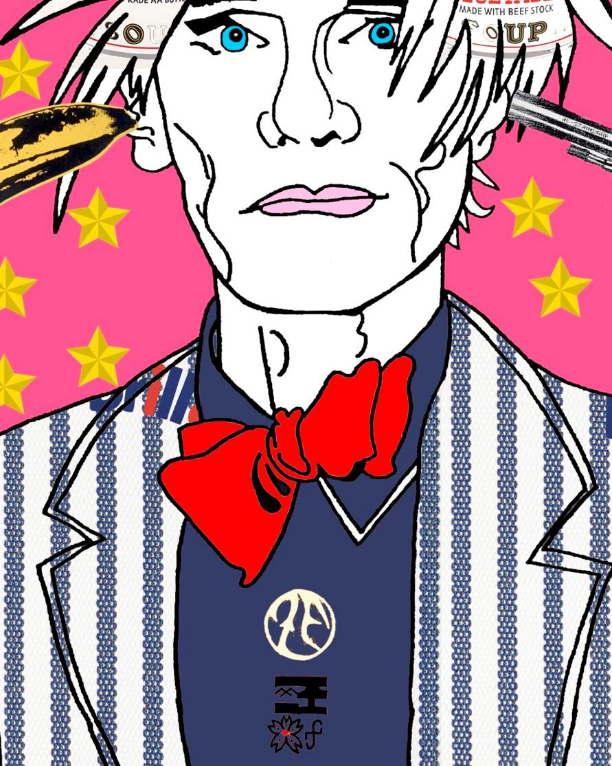 Contemporary Pop Art Screenprint on rice paper, created in 2020.  Artist Zane Fix’s  portrait of Andy Warhol incorporating some of his most iconic graphics.  All prints are in edition, signed, numbered and dated, in pencil, by the artist.

Ink on 11
