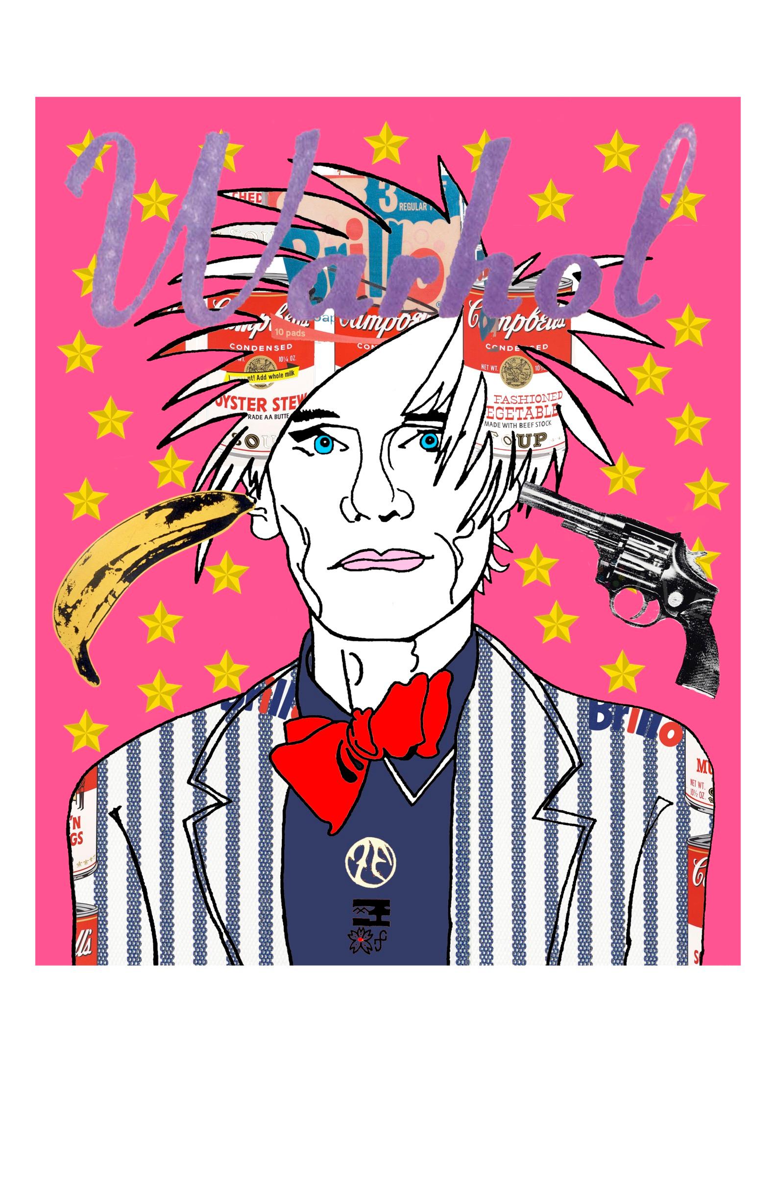 Zane Fix Print - Andy Warhol (Pink) portrait print ink on rice paper