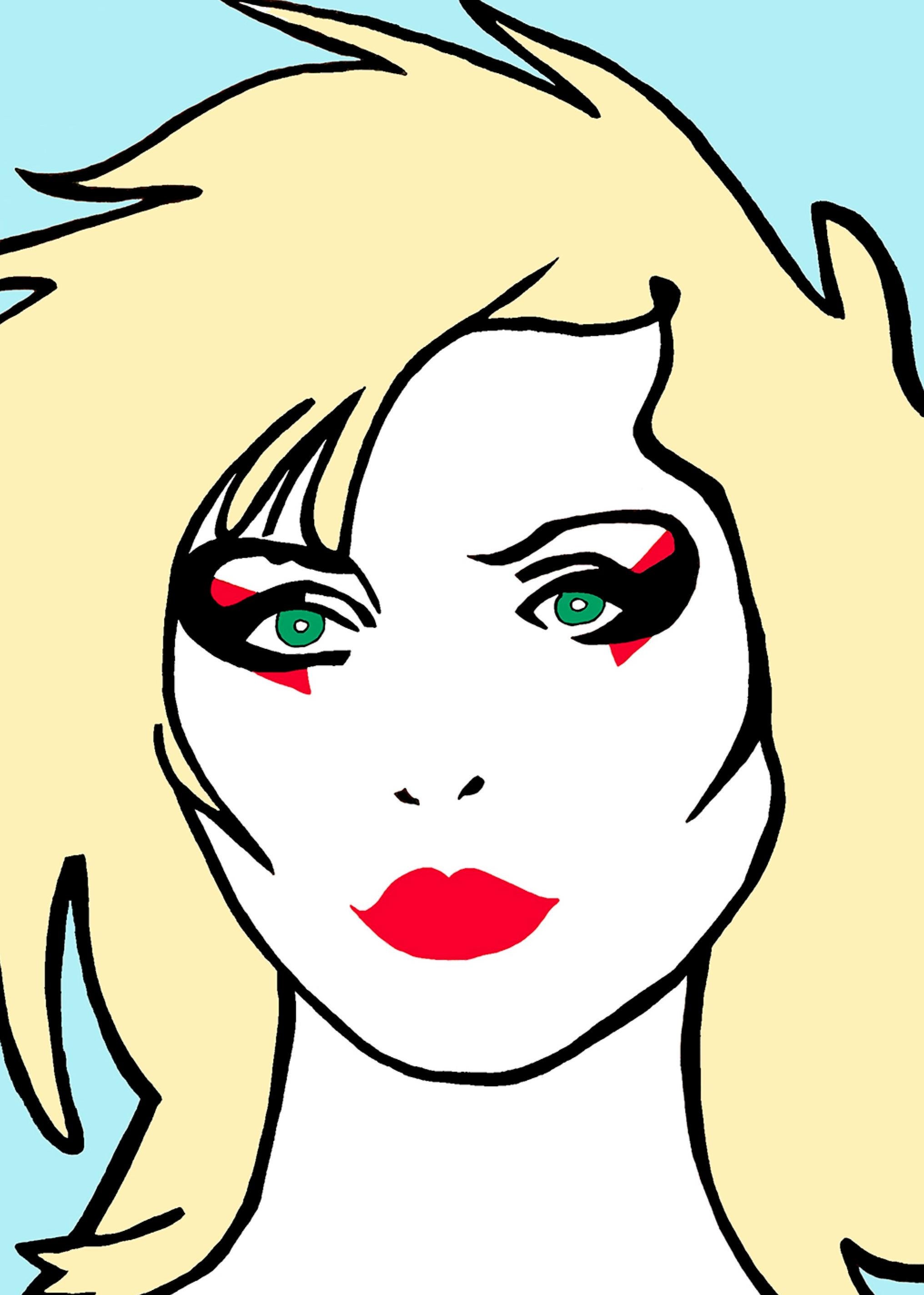 Blondie portrait print ink on rice paper - Print by Zane Fix