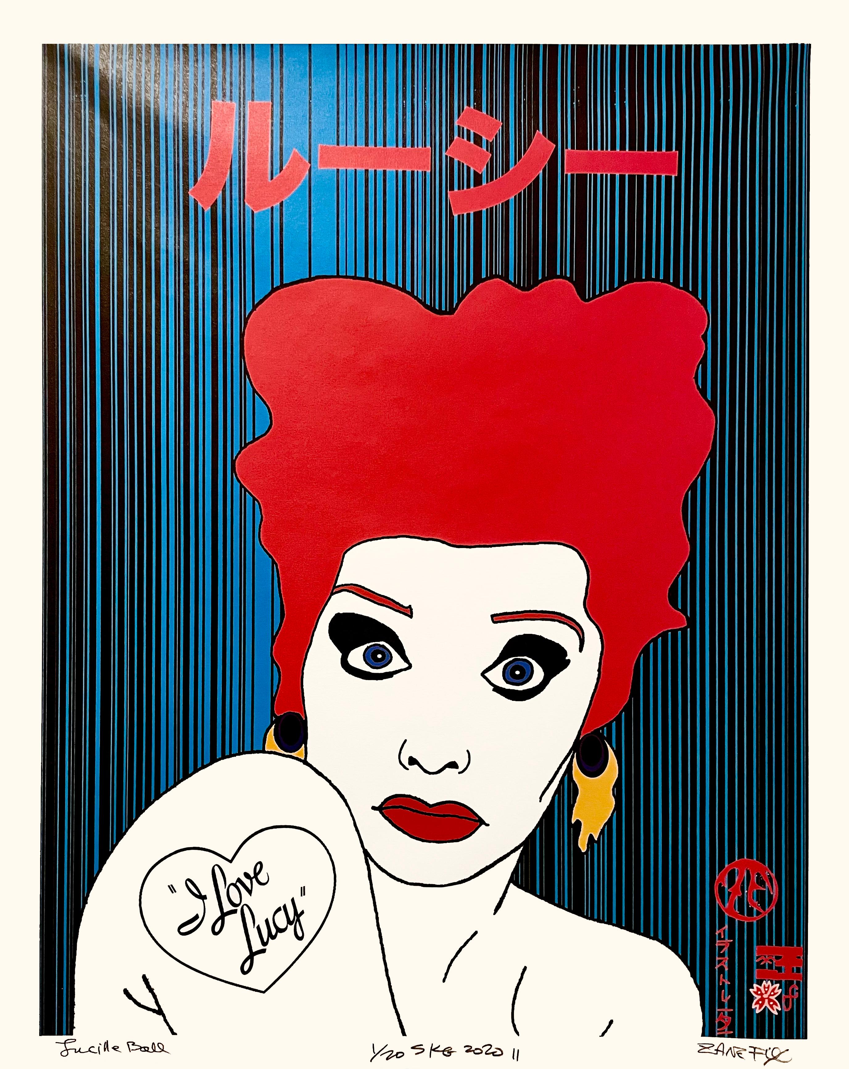Zane Fix Figurative Print - Lucille Ball Ltd Ed Contemporary Pop Art Screenprint on Canvas 2020