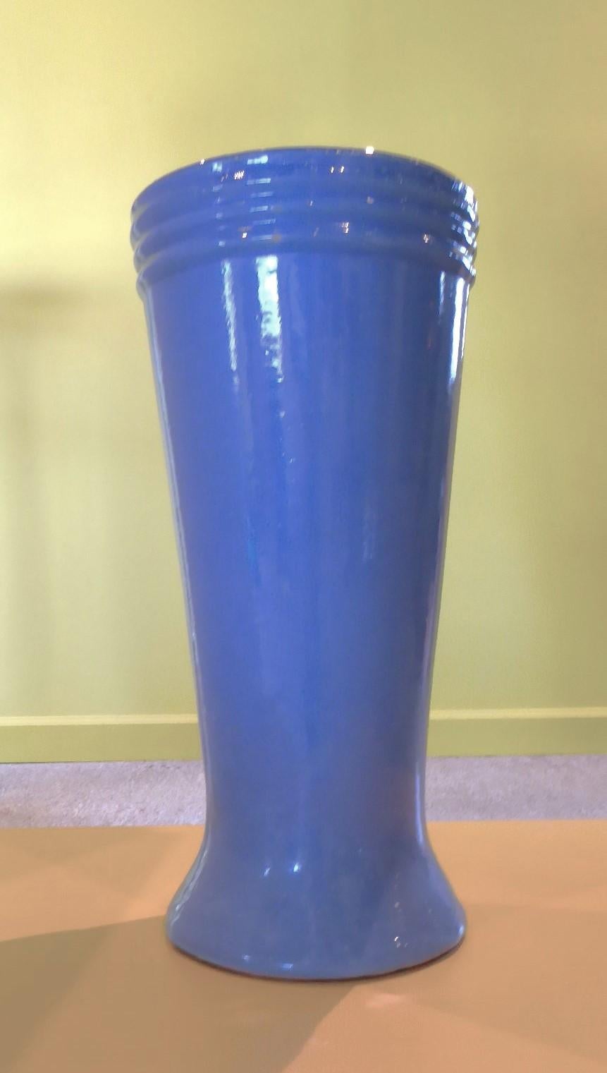 Arts and Crafts Zanesville Pottery, Ohio  Blue Ceramic Arts & Crafts Blue Vase 1940s For Sale