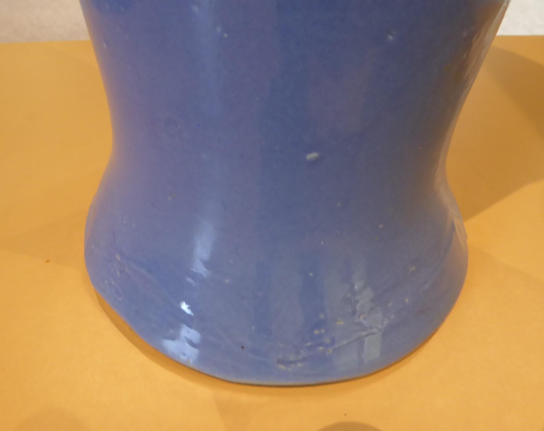 Zanesville-Keramik, Ohio  Blaue Keramik Arts & Craft Blaue Vase 1940er Jahre im Angebot 3