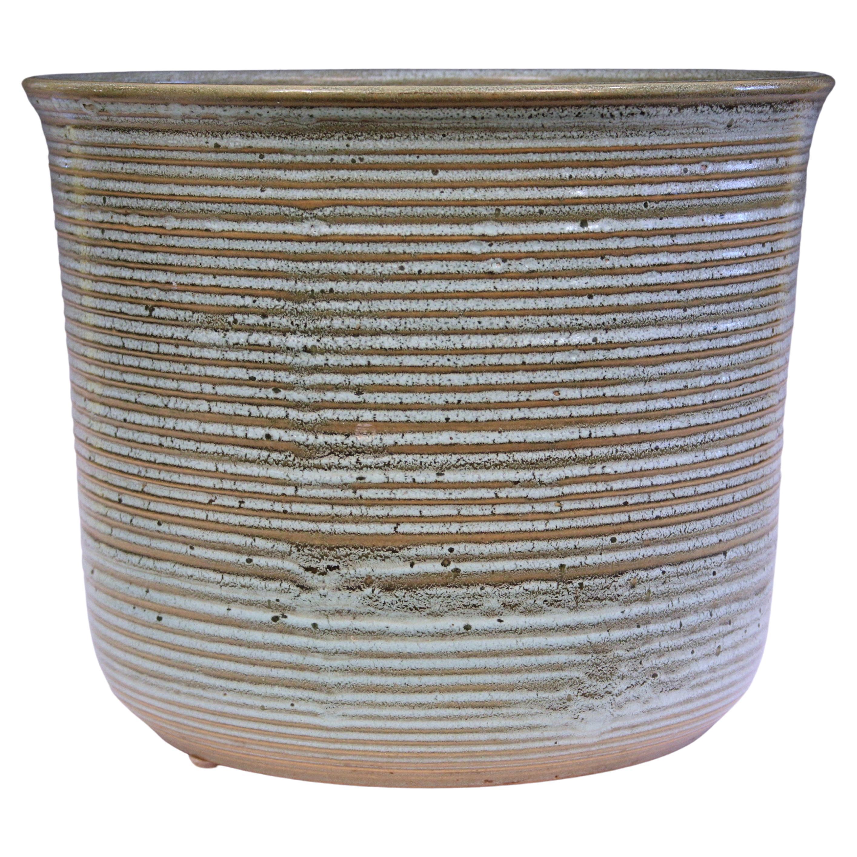 Macetero de cerámica de Zanesville Homespun Edad de Piedra Artes y Oficios Modernos en venta