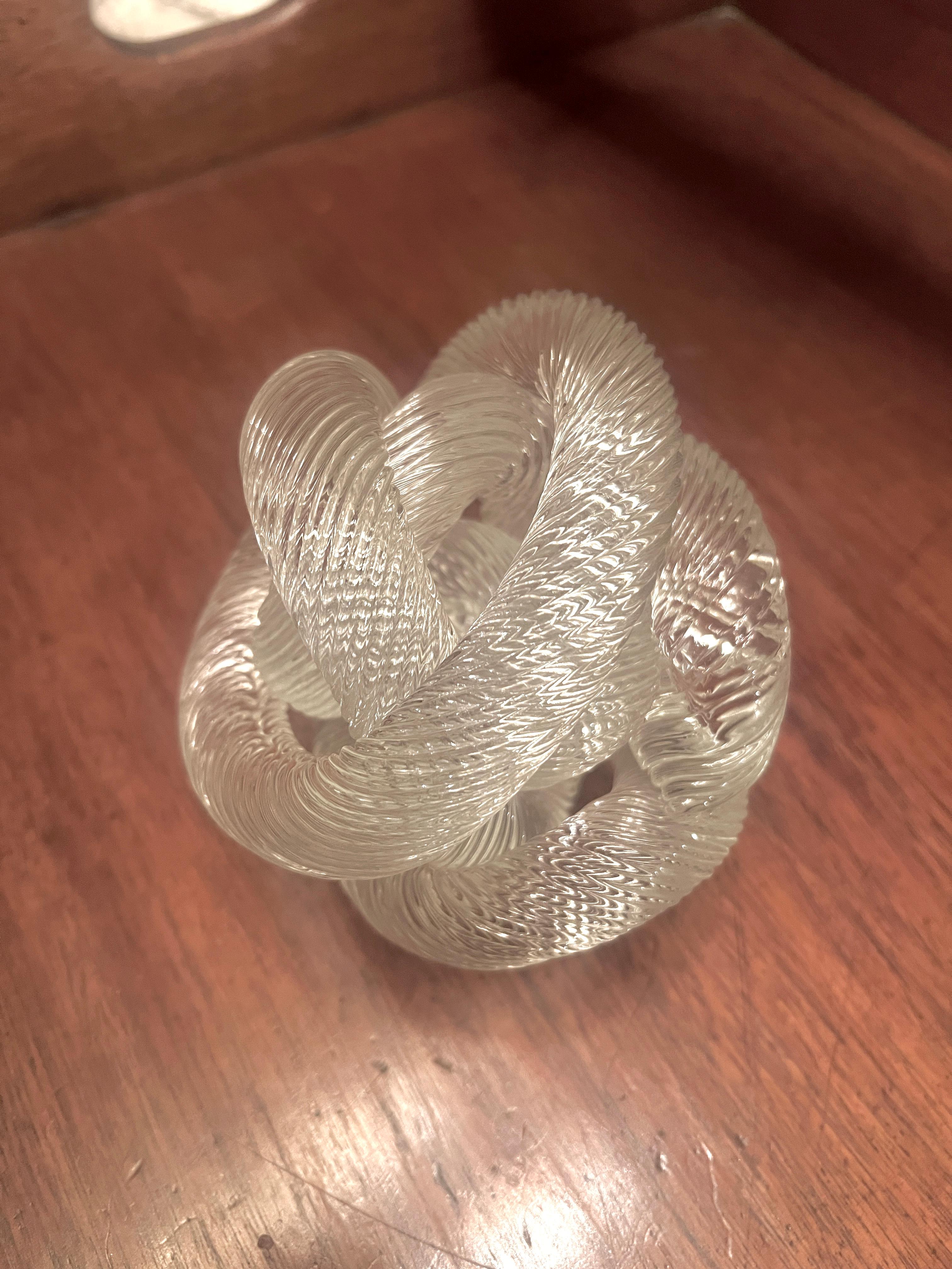 Mid-Century Modern Zanetti Italian Murano Twisted Rope Paper Weight or Sculpture For Sale
