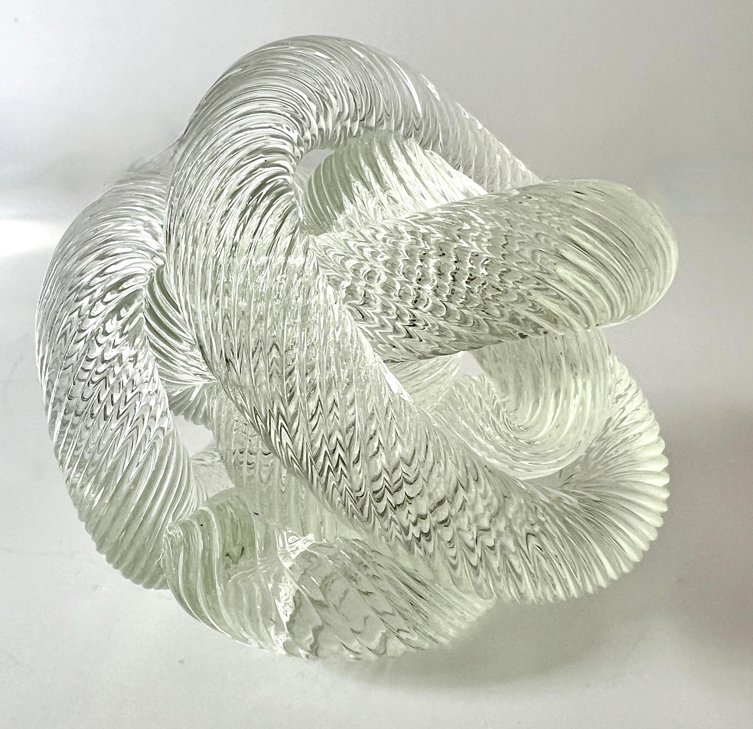 Murano Glass Zanetti Italian Murano Twisted Rope Paper Weight or Sculpture For Sale