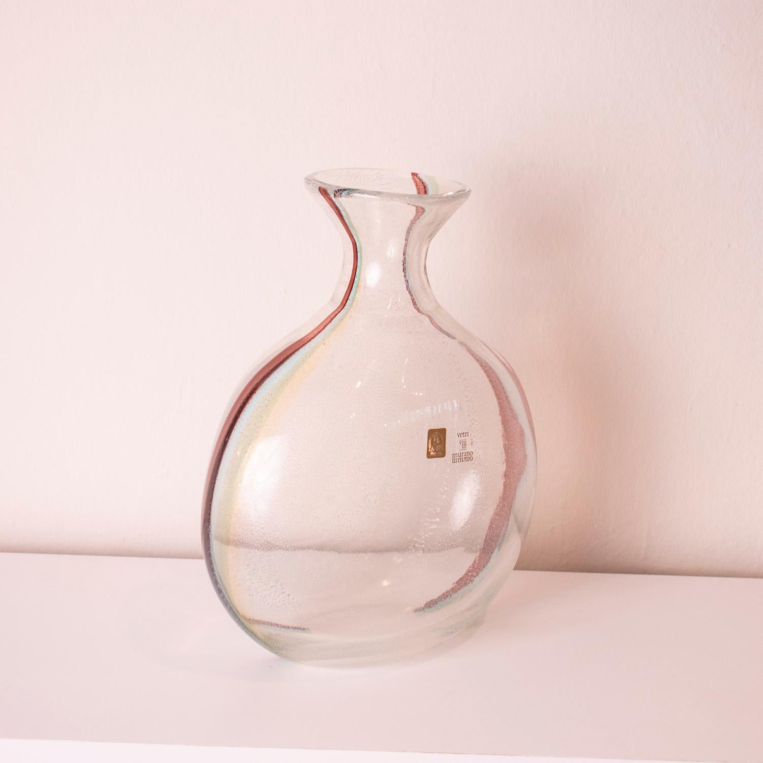 Mid-Century Modern Zanetti vase, Murano glass, 1970s.