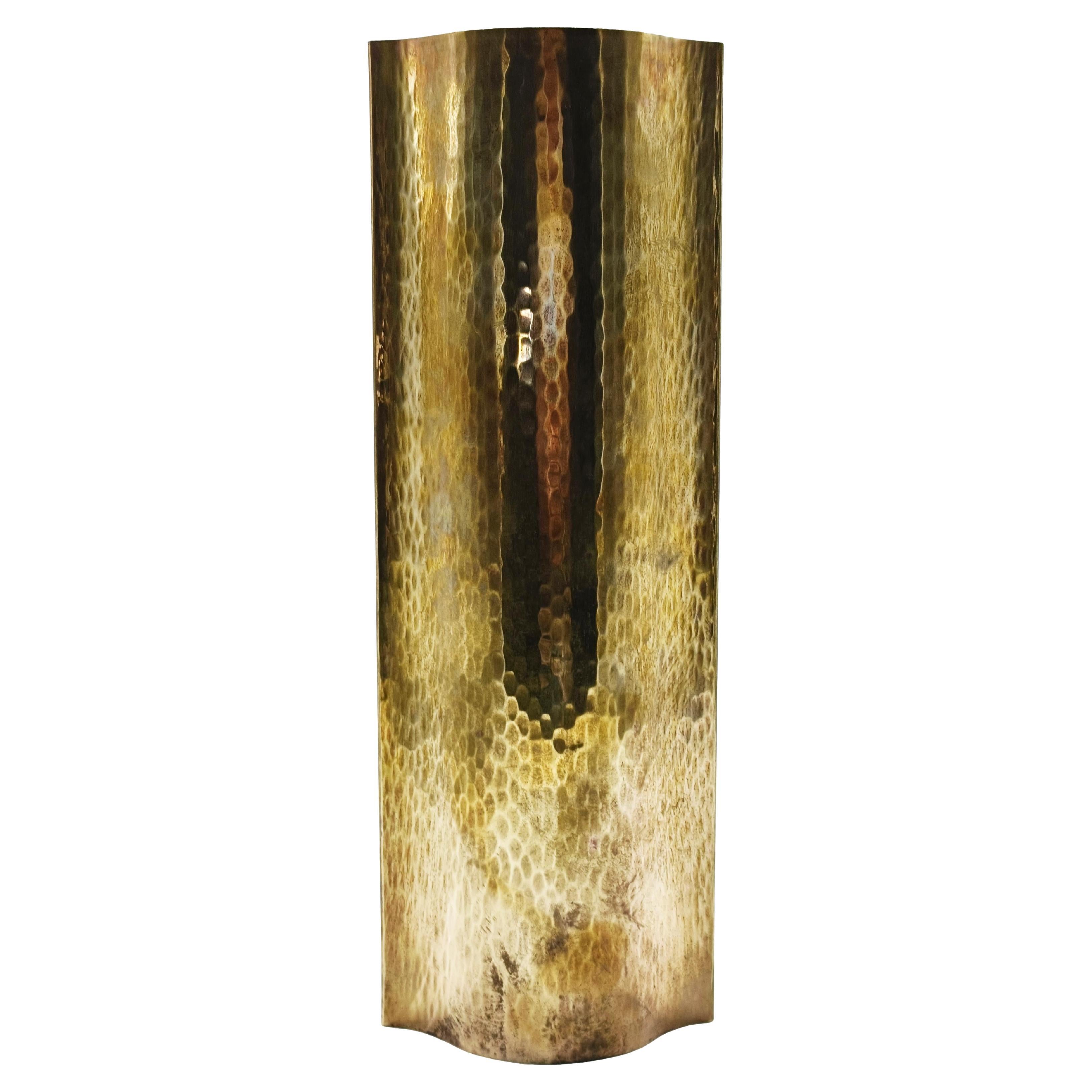 Vase Zanetto en laiton Martellato, Italie, années 1970 en vente