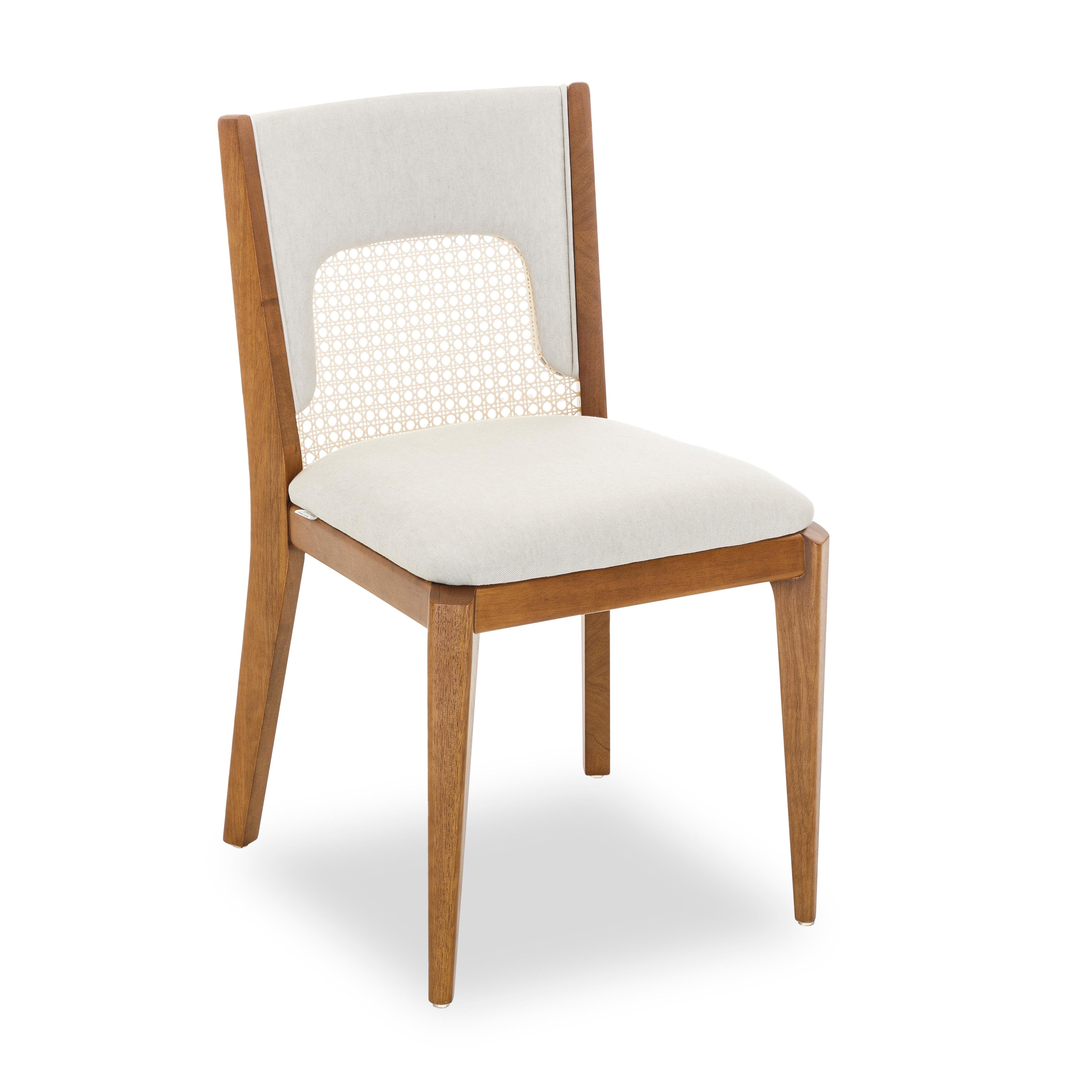 Zani Dining Chair in White Upholstery Back and Oak Wood Finish, Set of 2 In New Condition For Sale In Miami, FL
