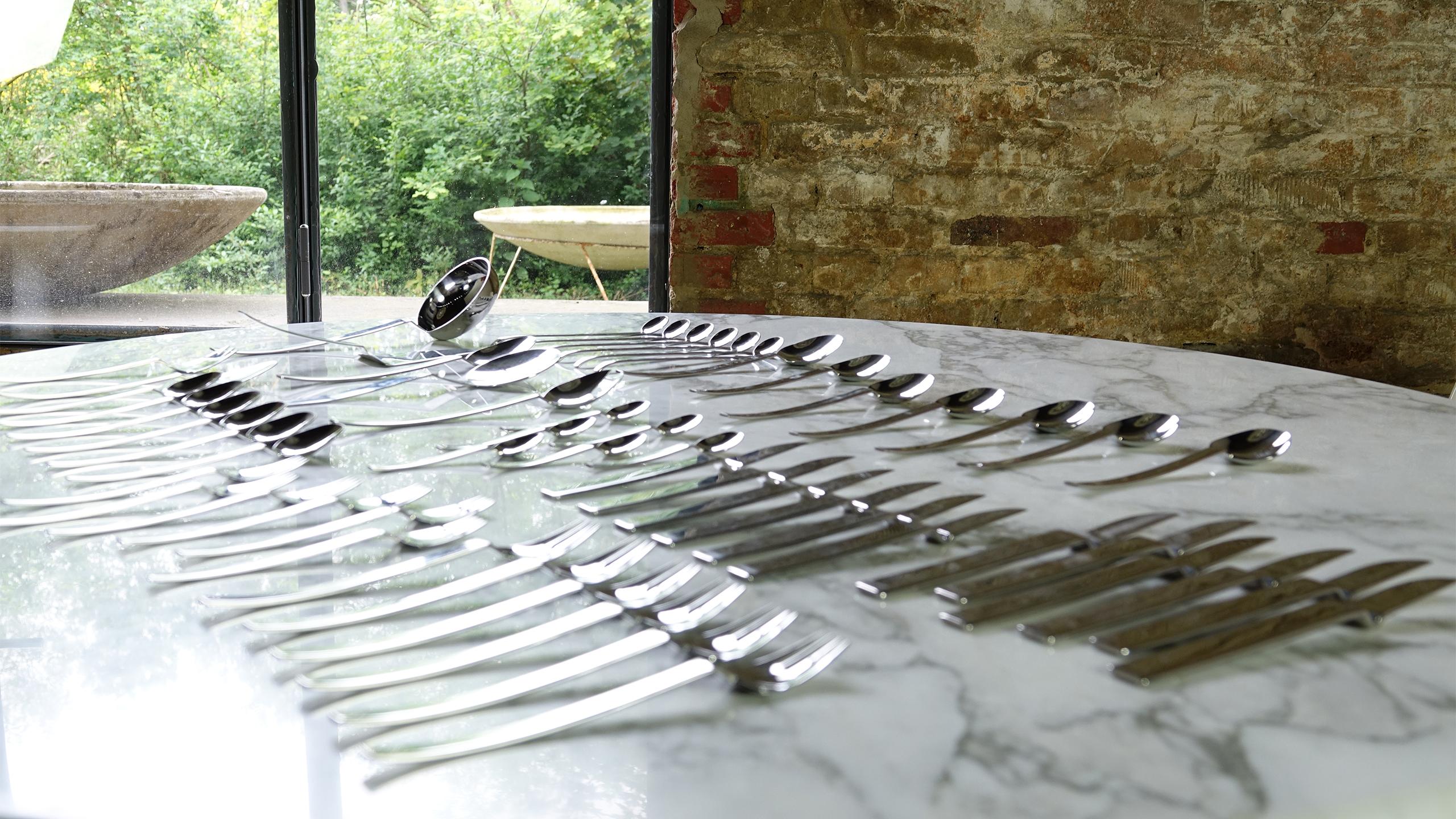 A cutlery set of 56 pieces design Carla Nencioni & Armanda Moleri stainless steel cutlery model 