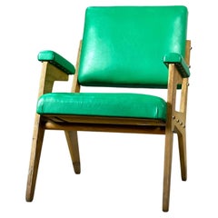 Zanine Caldas, Green Chair, C. 1950, Plywood and Green Synthetic Leather