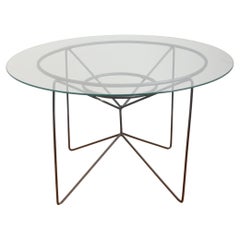 Vintage Zanine Caldas Iron Side Table with Glass Top, 1950