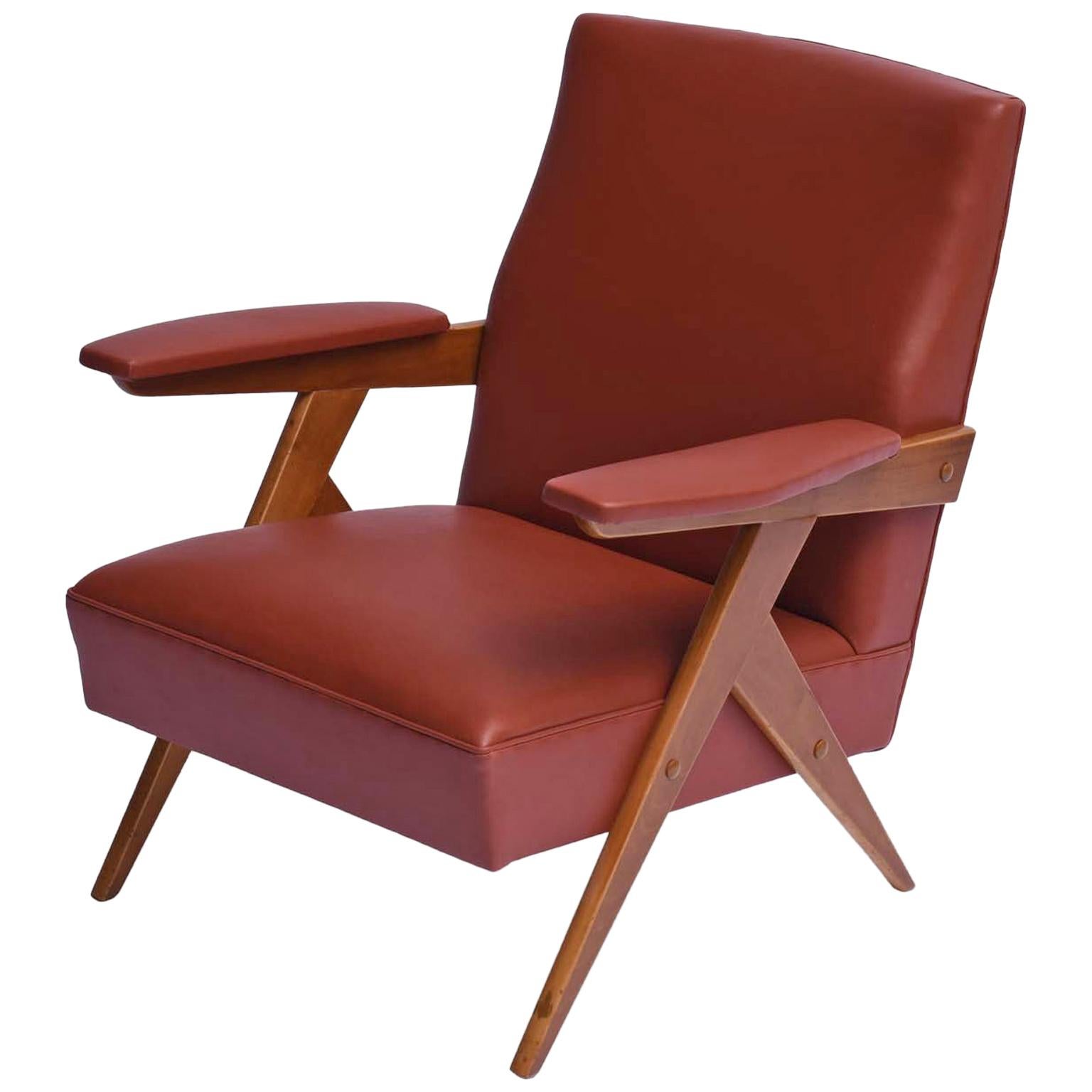 Zanine Caldas Midcentury Brazilian Armchair in Ivory Wood, 1950s For Sale