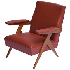 Brasilianischer Sessel aus der Mitte des Jahrhunderts aus elfenbeinfarbenem Holz von Zanine Caldas, 1950er Jahre
