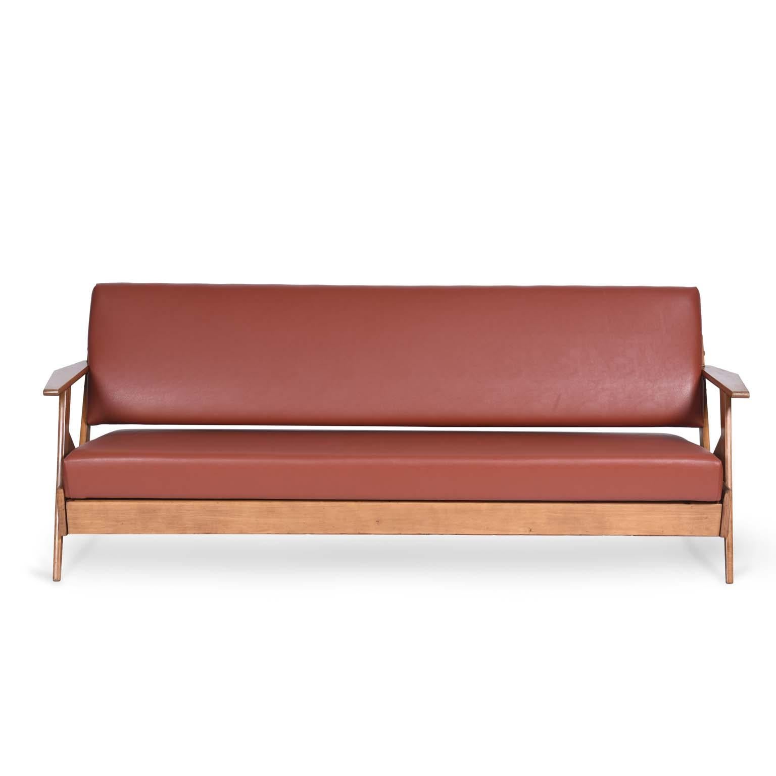 Zanine Caldas Midcentury Brazilian Sofa with Ivory Wood, 1958 In Good Condition For Sale In Sao Paulo, SP