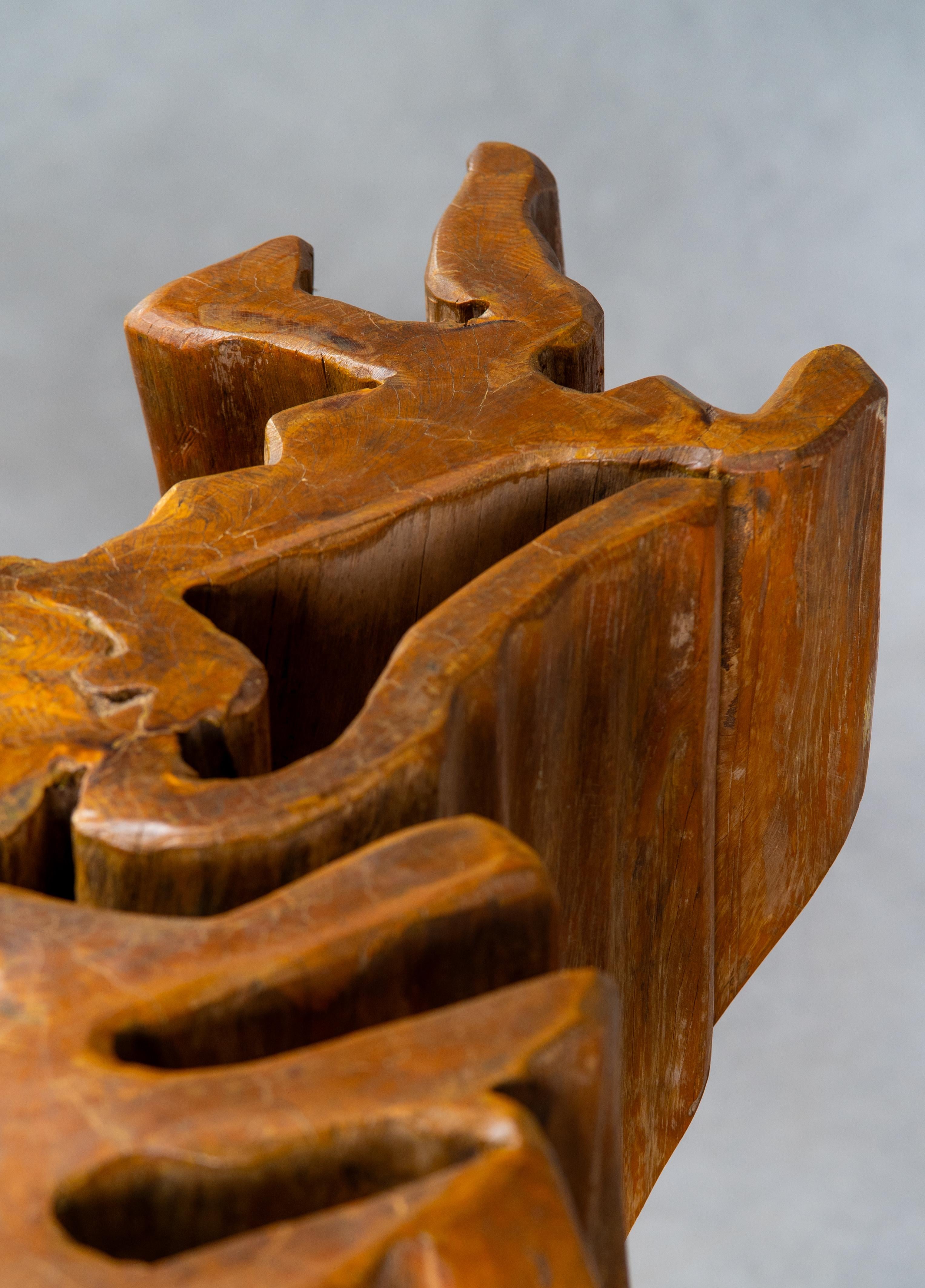 Fine XX secolo Zanine Caldas, Tavolo scultoreo 'Denuncia' in legno massiccio di Wood, Brasile, anni '70 in vendita