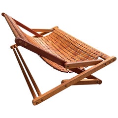 Retro Zanine José Caldas Style off Articulated Bench in Teak Wood and Rope