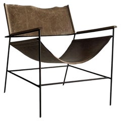 Zanini de Zanine "Lua" Lounge Chair in Iron and Saddle Leather, Brazil, 2016