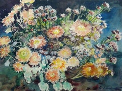 Vintage Autumn flowers. 1980. Paper, watercolor, 60x45 cm