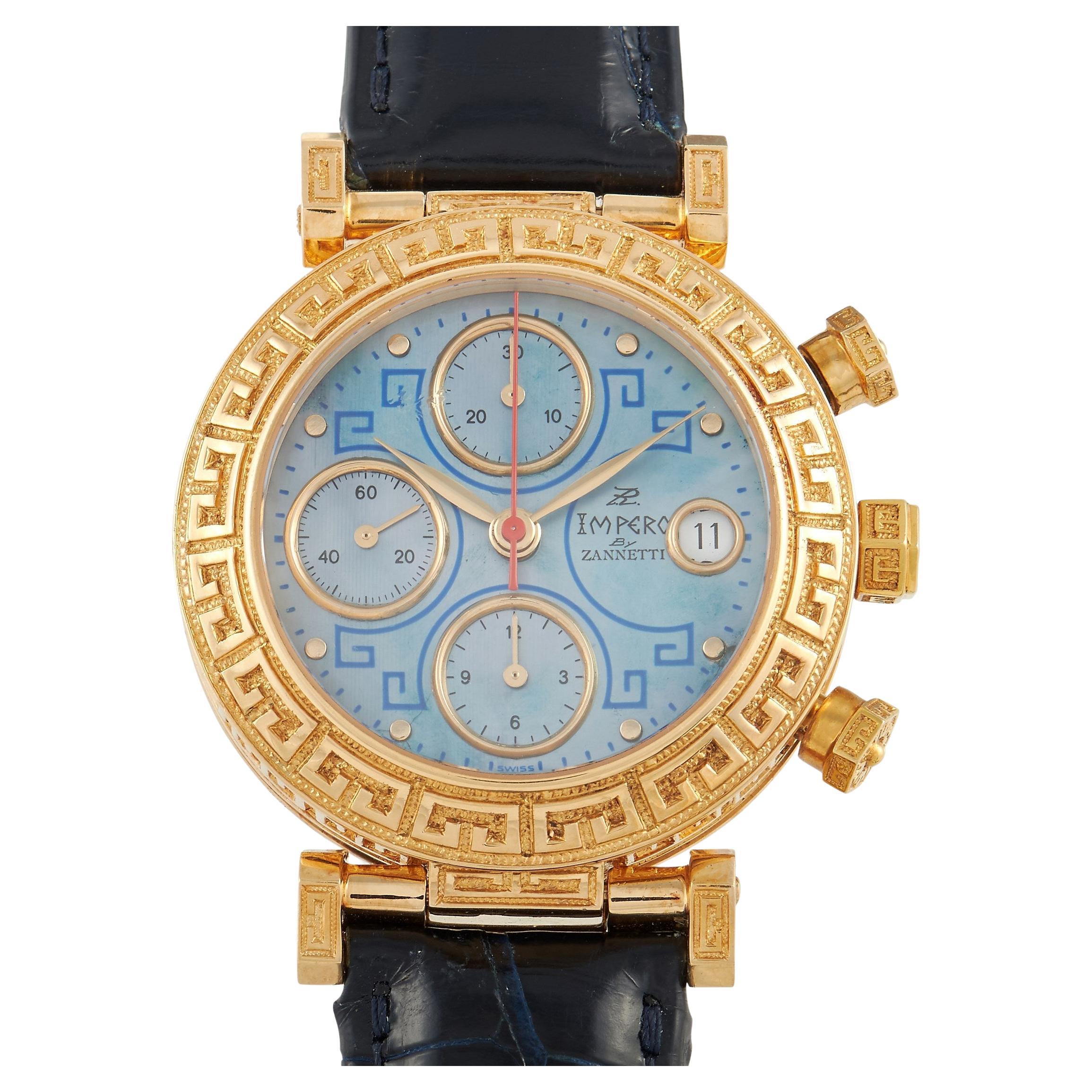 Zannetti Impero 18K Gold Chronograph Watch For Sale at 1stDibs