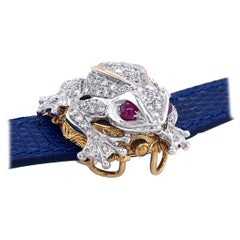 Zannetti Rana Scrigno Jewel Frosch-Armbanduhr / Armband, Diamanten & Rubine