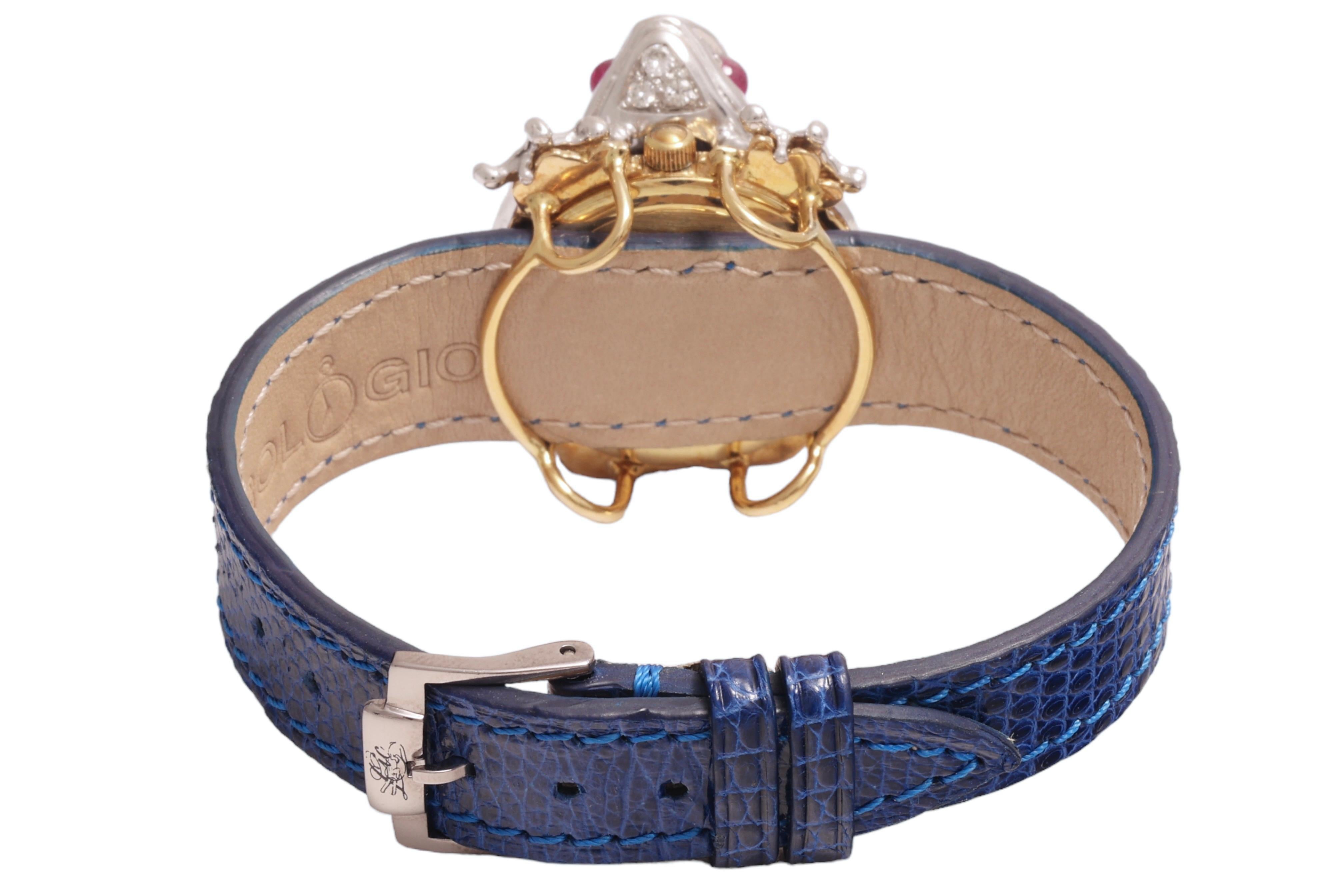 Zannetti Rana Scrigno Jewel Frog Wrist Watch / Bracelet, Diamonds & Ruby's For Sale 1