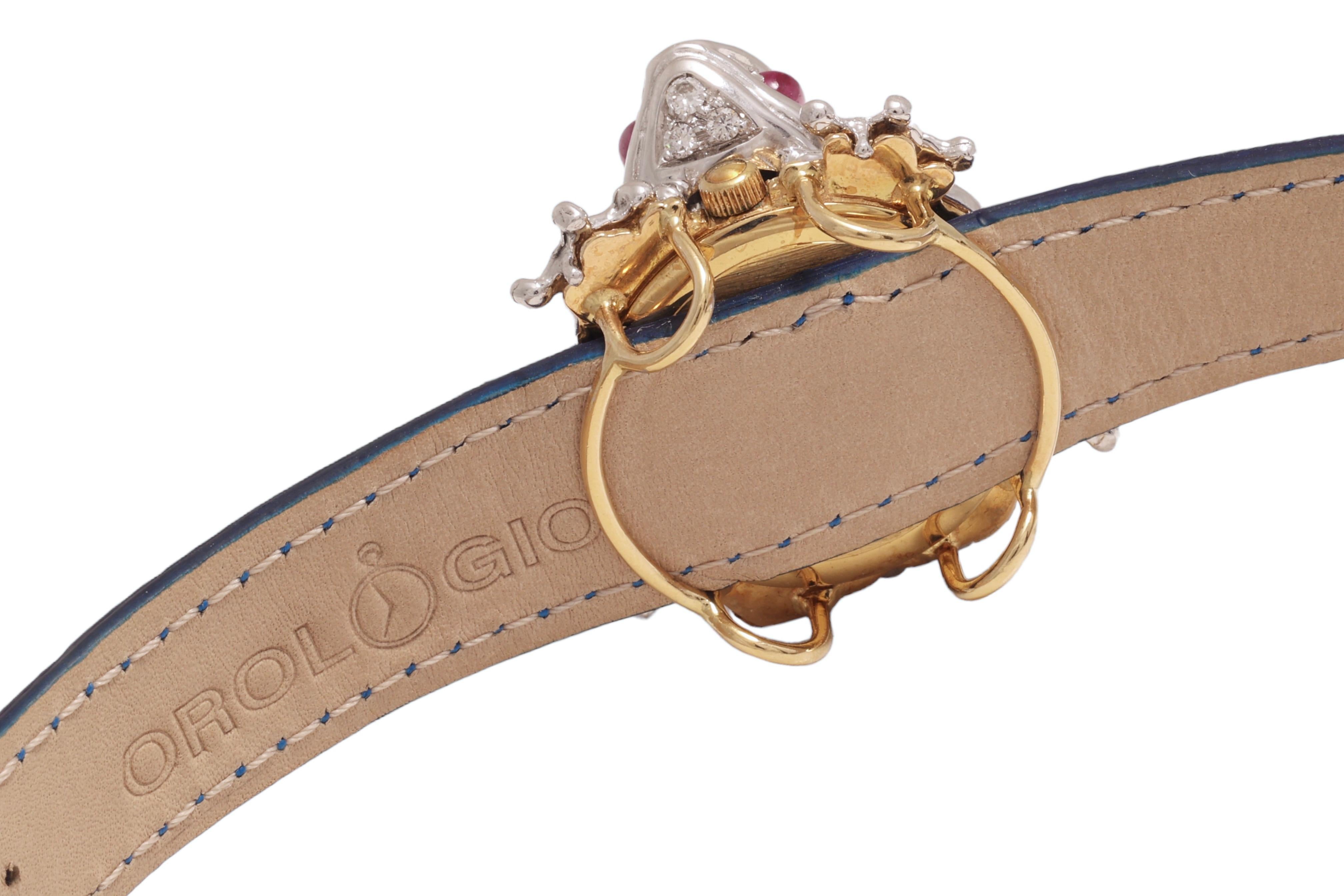 Zannetti Rana Scrigno Jewel Frog Wrist Watch / Bracelet, Diamonds & Ruby's For Sale 2