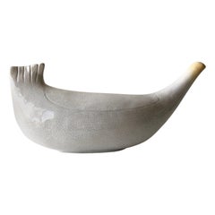 Zanolli Italian Modernist Ceramic Love Dove Elongated Bird Sculpture