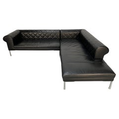 Used Zanotta “1320 Barocco” Sofa, L- Shape 5-Seat, in Black “Pelle” Leather