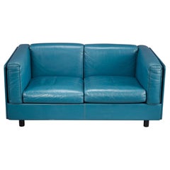 Zanotta 2-Seater Sofa in Blue Leather