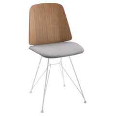 Zanotta 2056 June Chair in Fabric and Oak Backrest with White Steel Frame