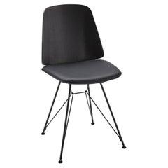 Zanotta 2056 June Chair in Upholstery and Black Backrest with Black Steel Frame