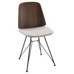 Zanotta 2056 June Chair in Upholstery and Walnut Backrest with Black Steel Frame