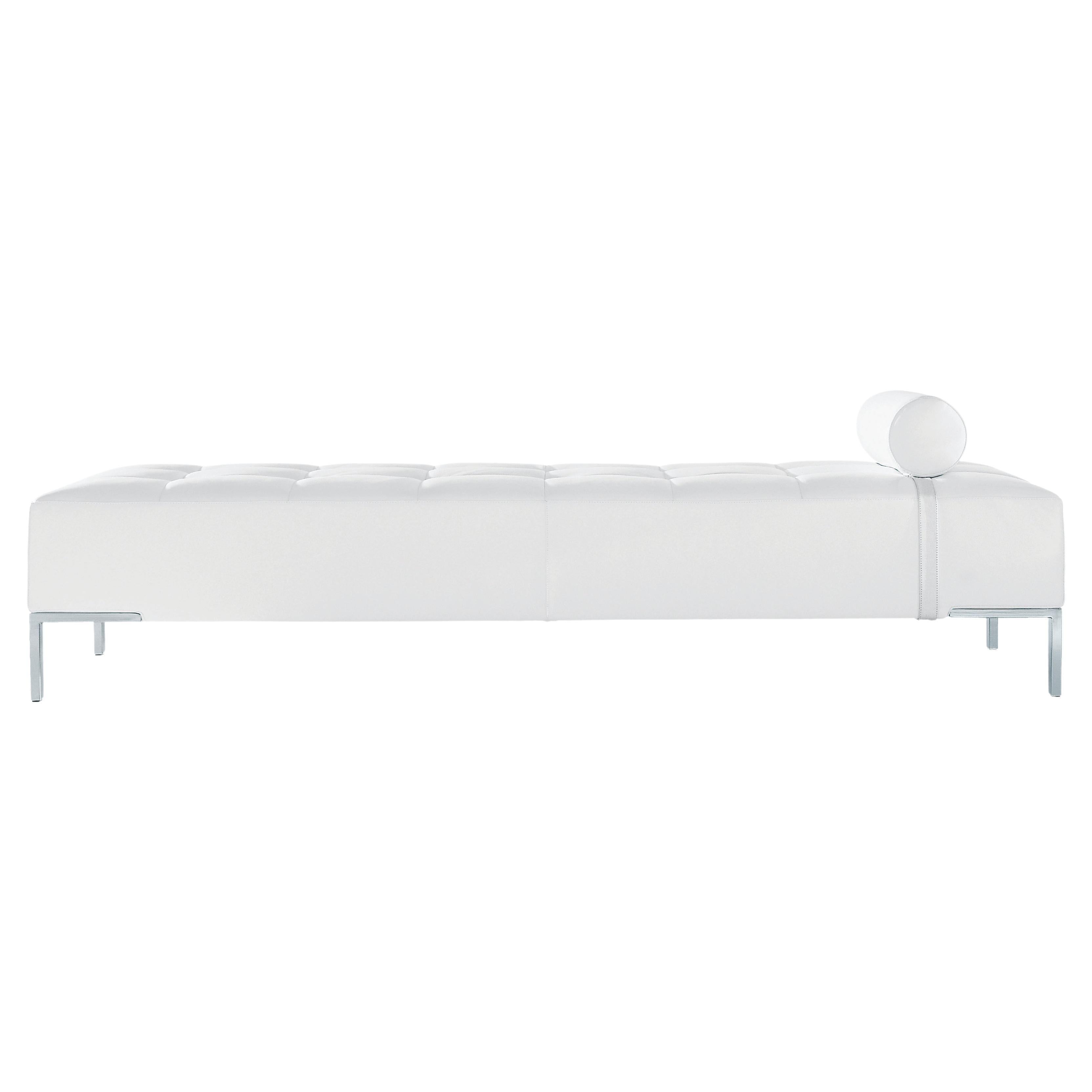 Zanotta Alfa Tagesbett aus weißem Leder mit Stahlrahmen von Emaf Progetti im Angebot