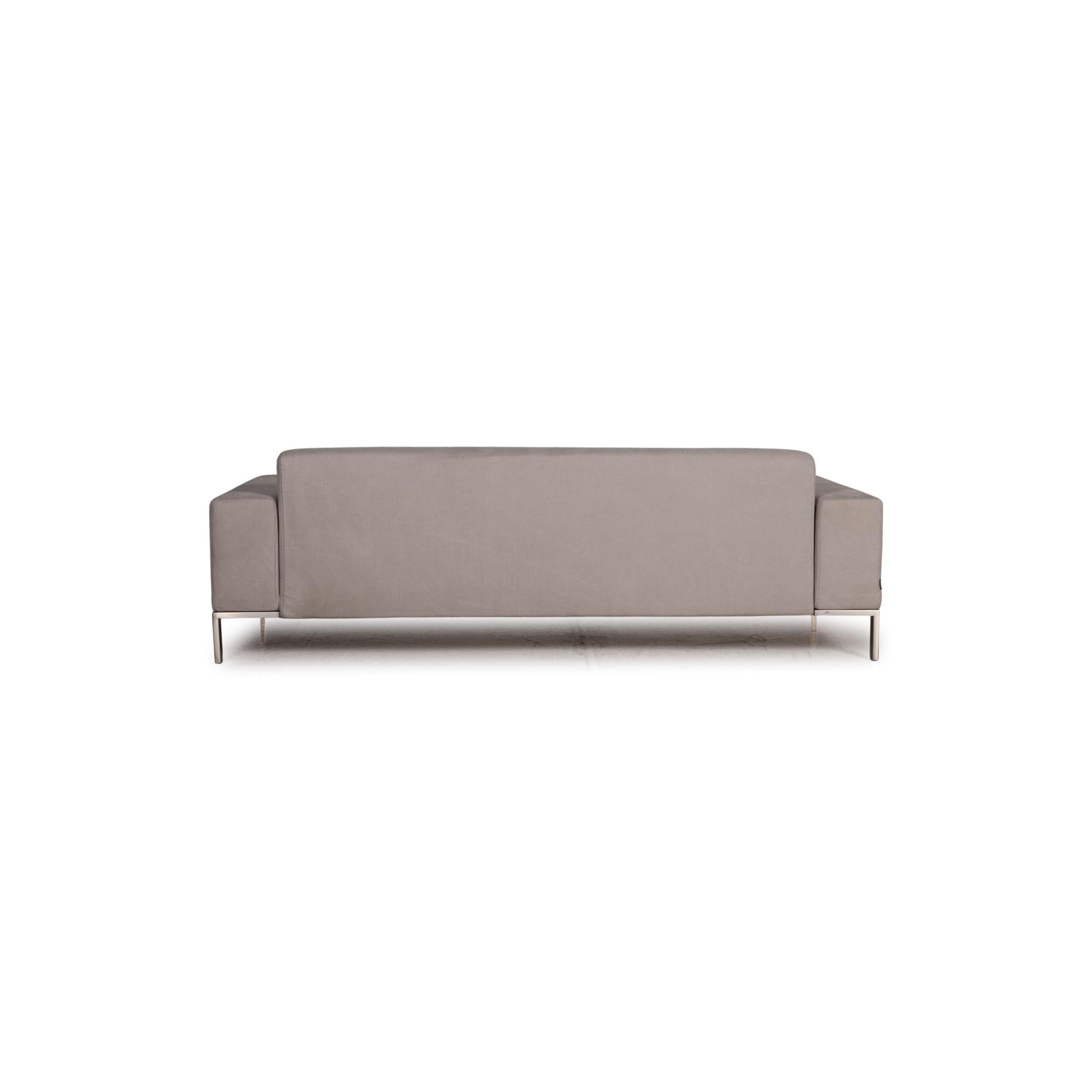 Zanotta Alfa Fabric Sofa Gray Two-Seater Couch For Sale 1